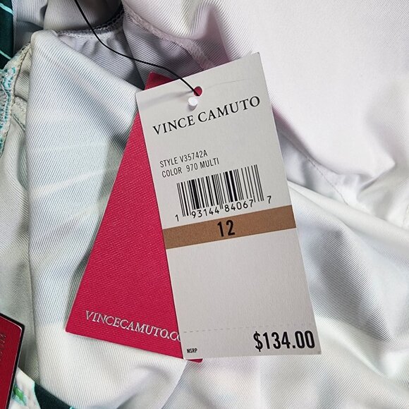 Vince Camuto Size 12 Tropical Floral Long Sleeve Cutout One Piece Swimsuit New - Picture 2 of 11